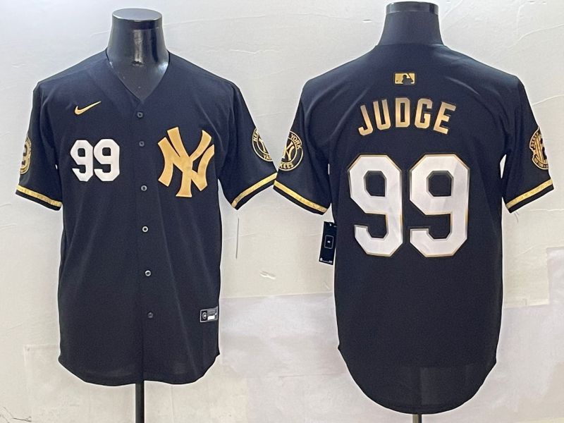 Men New York Yankees #99 Judge Black Gold Five generations Nike 2025 MLB Jersey style 7->new york yankees->MLB Jersey